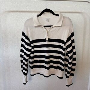 J. Crew Cream Knit Sweater Coastal Pearl Zipper